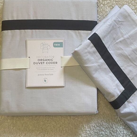 Pottery Barn Kids Decorator Organic Duvet Cover & Sham Twin GRAY - Picture 3 of 8
